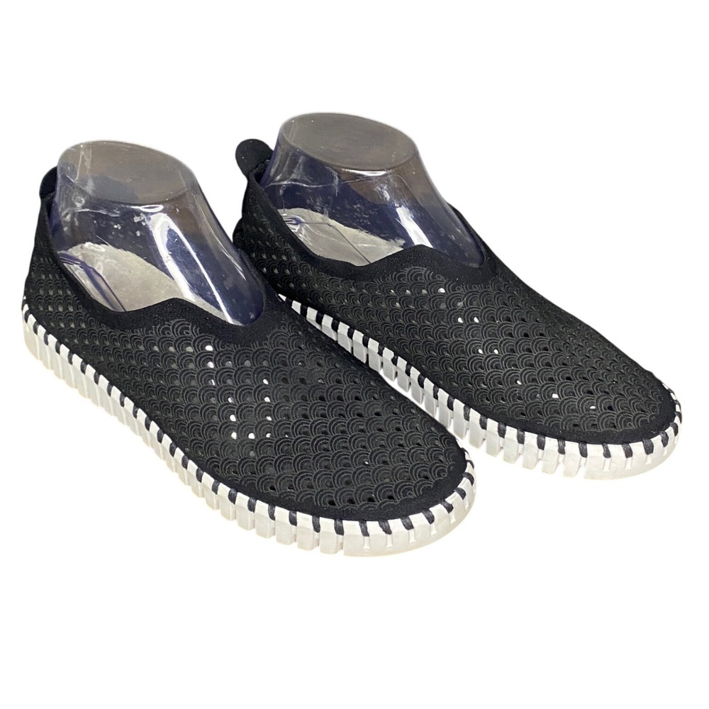 Ilse Jacobsen Hornbaek Womens Black‎ Perforated Slip On Shoes Comfort Size 8
